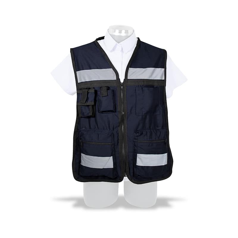 CHALECO DE GABARDINA BRIGADISTA AZUL MARINO