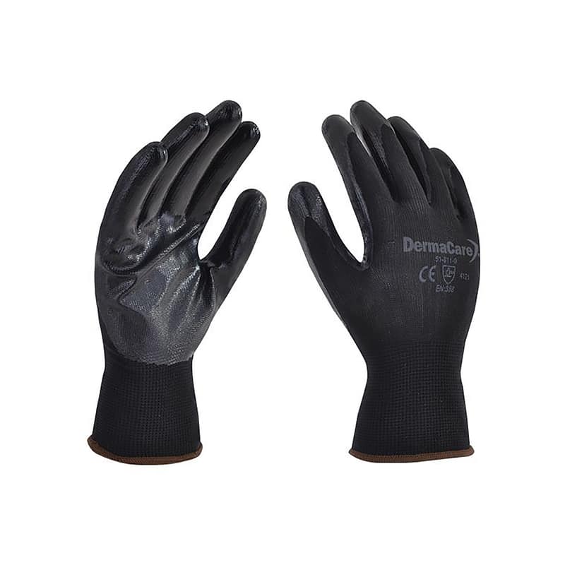 GUANTE NYLON NEGRO CON NITRILO DERMA 51-811-8